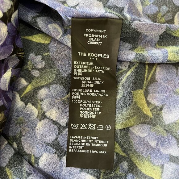 NWOT THE KOOPLES Floral Silk-georgette Purple long sleeves Mini Dress Size 2 - Picture 9 of 14